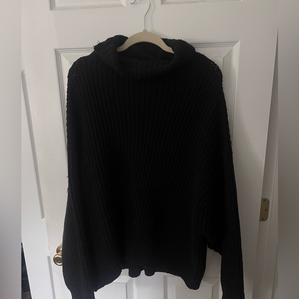 Free People Black Cowl Neck Sweater
